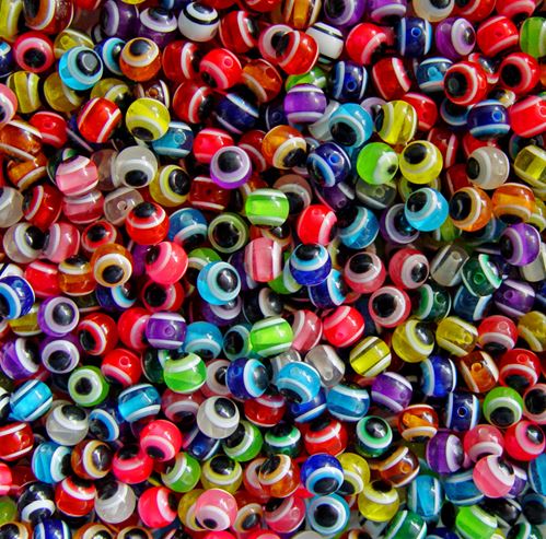 Evil Eyes Multi Colors 10mm Round Beads