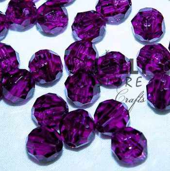 Transparent Amethyst Dark 6mm Faceted Round Beads