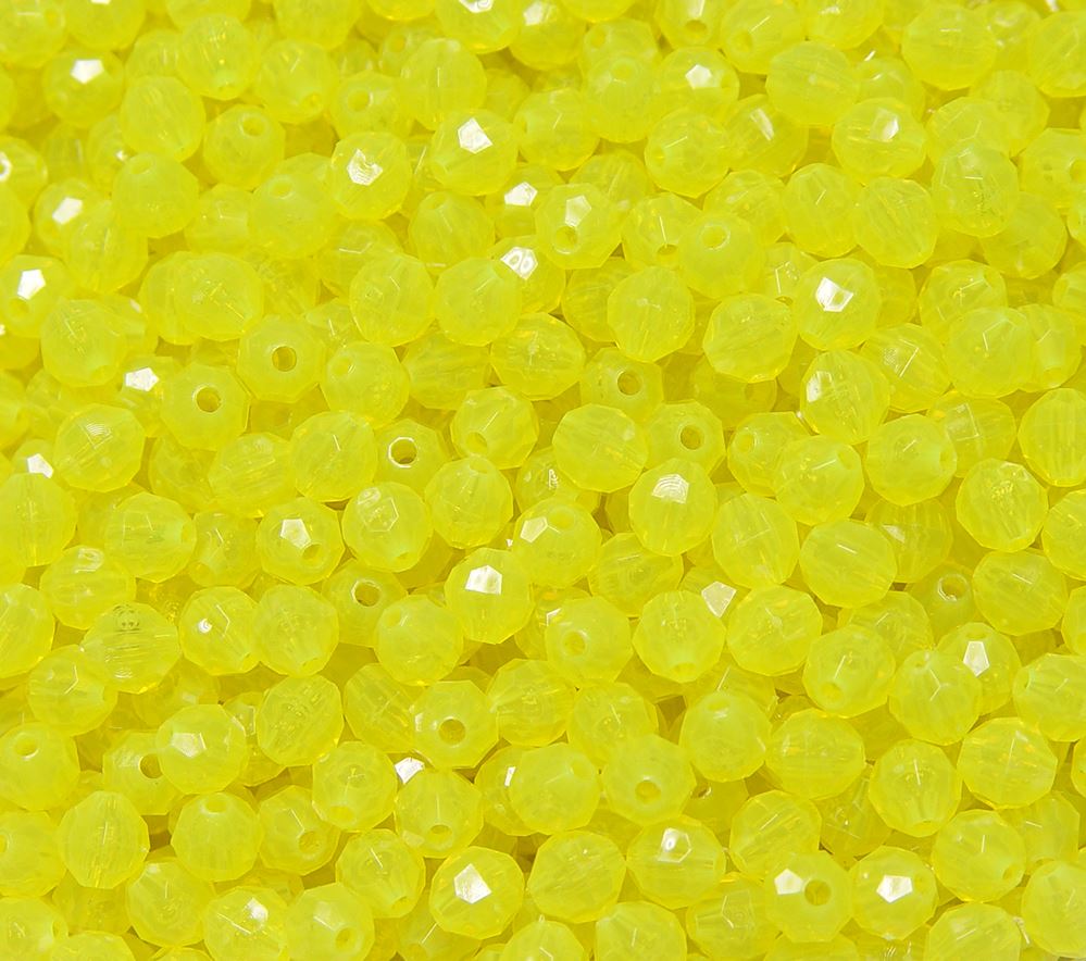 Lure Yellow 6mm Faceted Round Beads