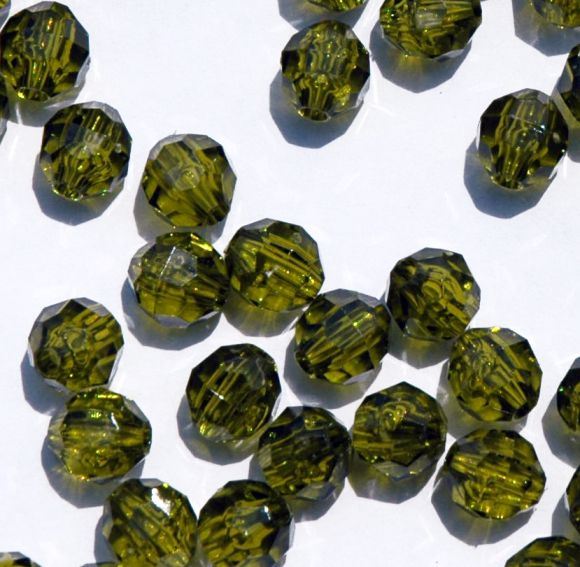 Transparent Olive 6mm Faceted Round Beads