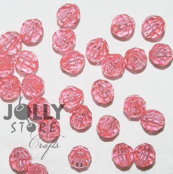 Transparent Pink 6mm Faceted Round Beads