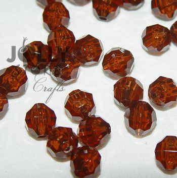 Transparent Root Beer 6mm Faceted Round Beads