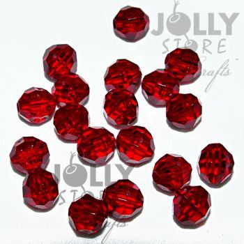 Transparent Dark Ruby 6mm Faceted Round Beads