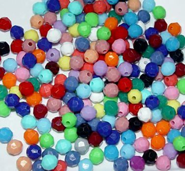 Opaque Multi Colors 6mm Faceted Round Beads