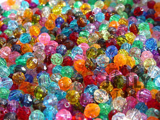 Transparent Multi Colors 6mm Faceted Round Beads