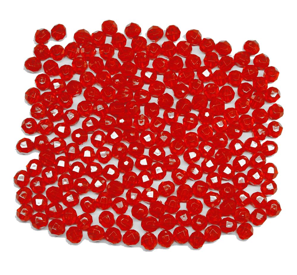 Transparent Fire Red 6mm Faceted Round Beads