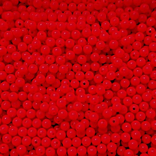 Fluorescent Red 6mm Round Plastic Beads