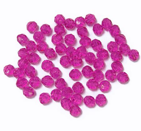 Transparent Fuchsia 8mm Faceted Round Beads