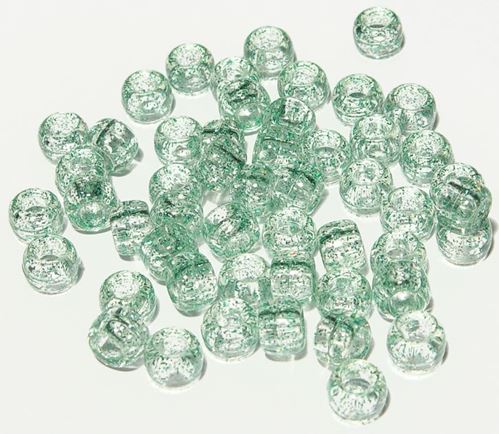 9x6mm Green Glitter Pony Beads 500pc