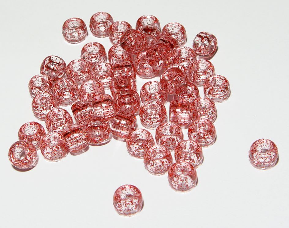 9x6mm Red Glitter Pony Beads 500pc