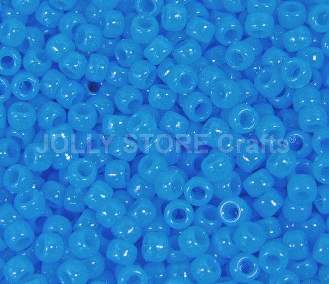 9x6mm Blue Glow Pony Beads 500pc