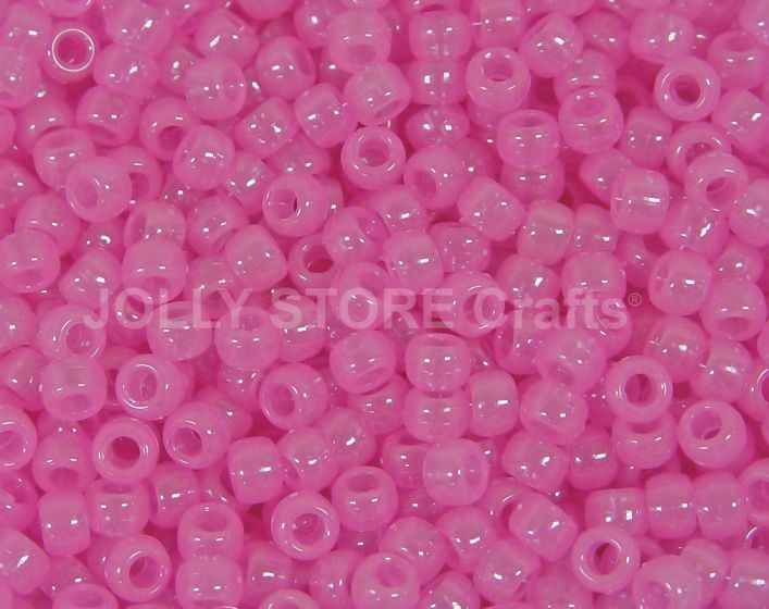 9x6mm Pink Glow Pony Beads 500pc