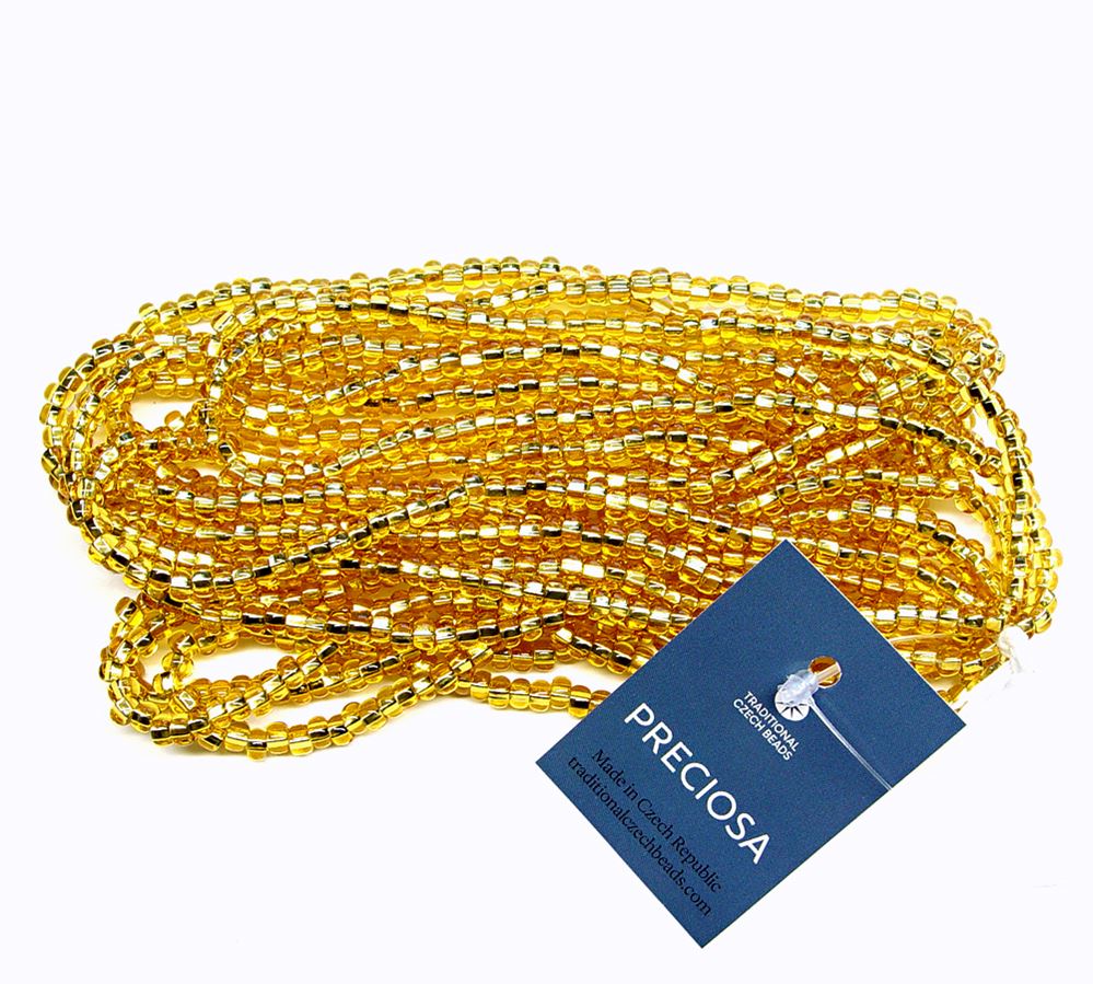 6/0 Silver Lined Gold Czech Glass Seed Beads