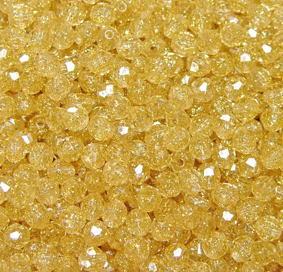 Gold Sparkle 8mm Faceted Round Beads