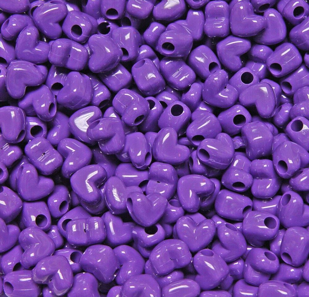 Opaque Grape Heart Shaped Pony Beads