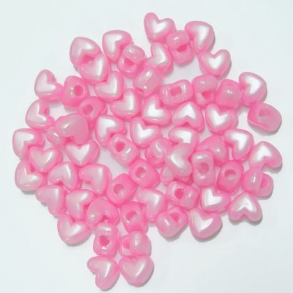 Pearl Pink Heart Shaped Pony Beads