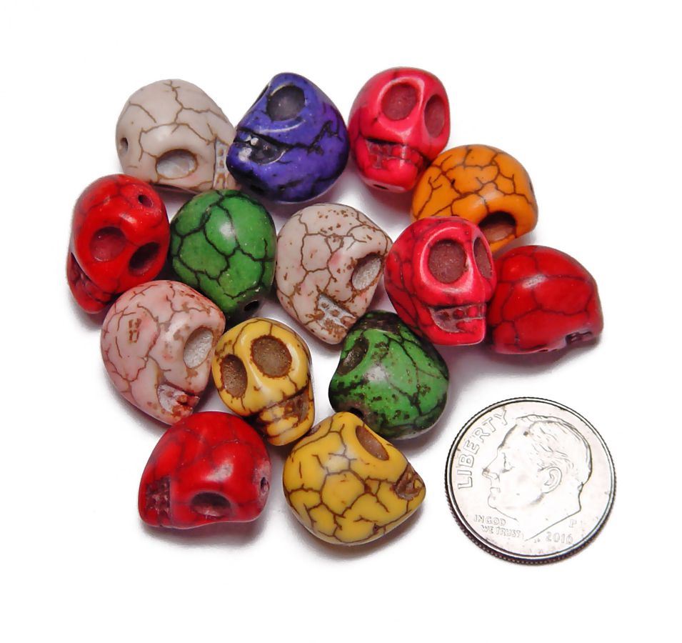 Multi Colors Skull Beads Semi Precious Stone Howlite