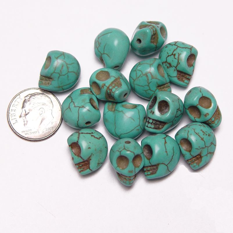 Turquoise Skull Beads Semi Precious Stone Howlite