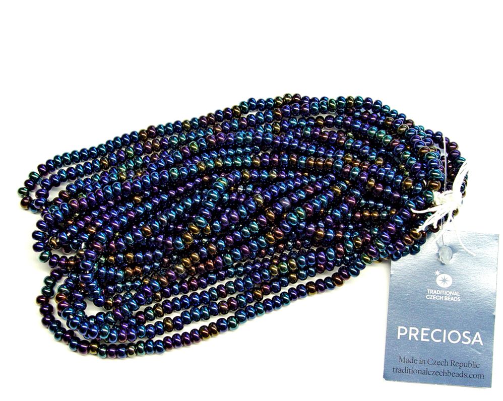 6/0 Jet Black AB Czech Glass Seed Beads