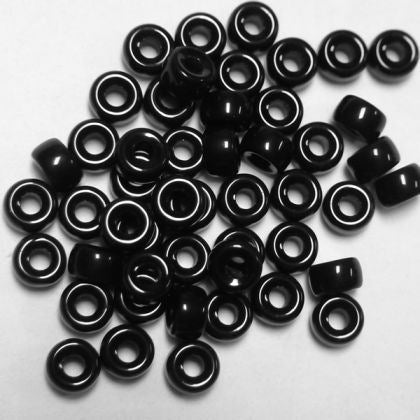 Opaque Jet Black Czech Glass 9mm Pony Beads 100pc