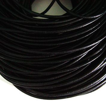 Black Genuine Leather Cord 2.5mm x 5yd