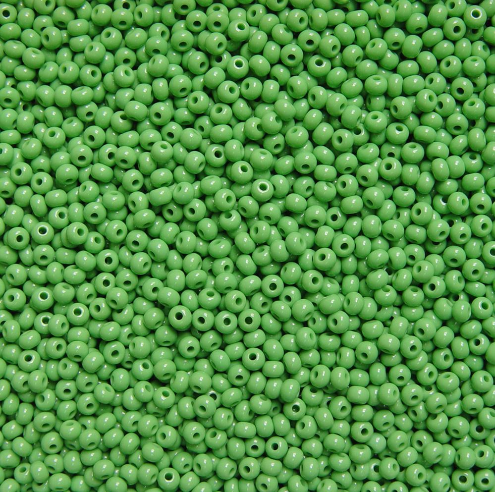 6/0 Opaque Light Green Czech Glass Seed Beads