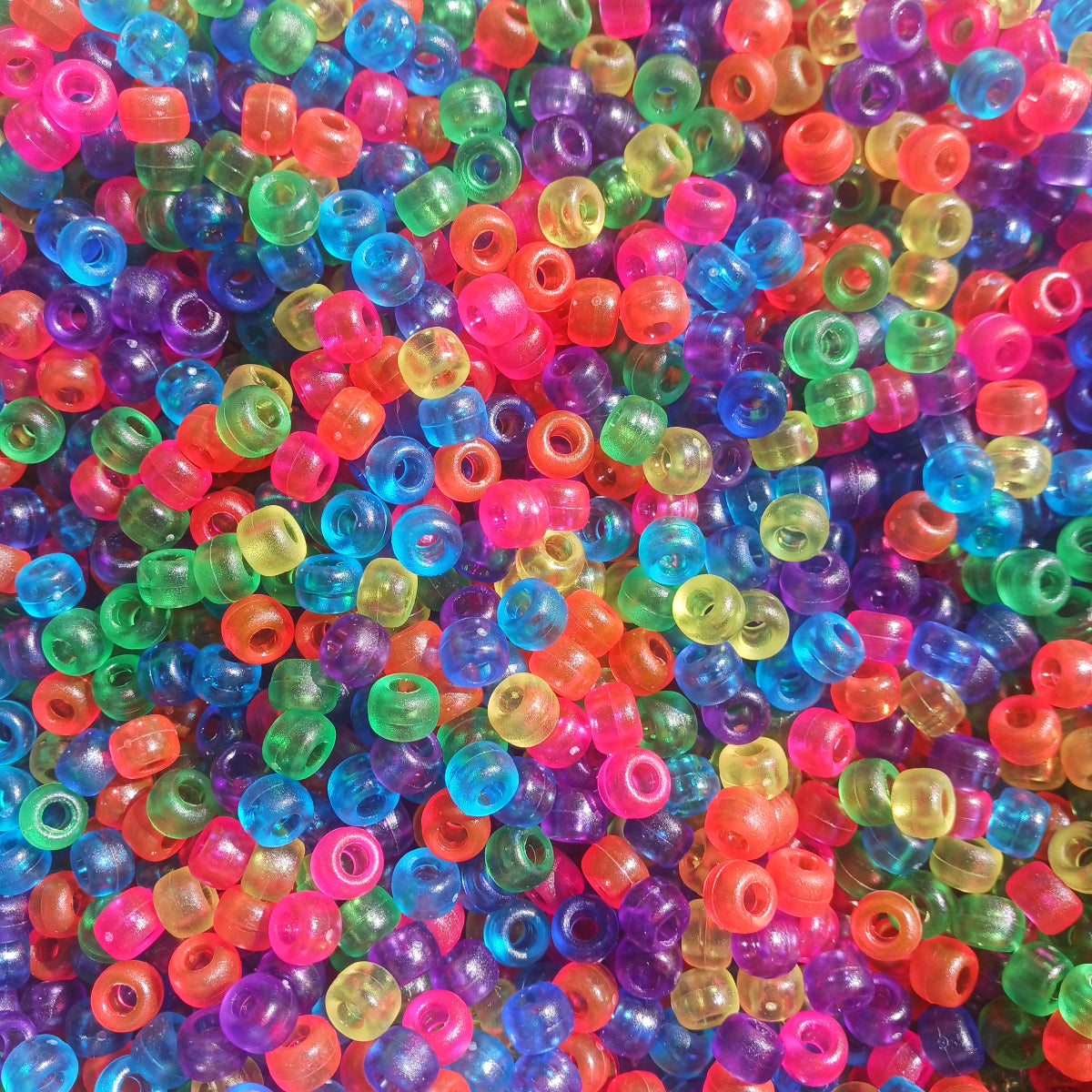 Pony Beads in a pile, colorful frost look