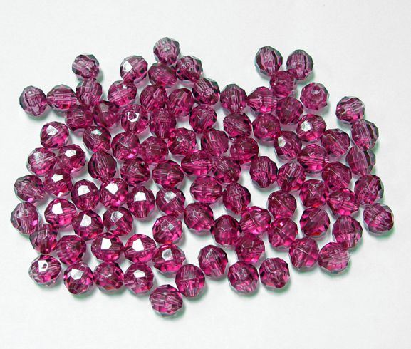 Transparent Mauve 8mm Faceted Round Beads