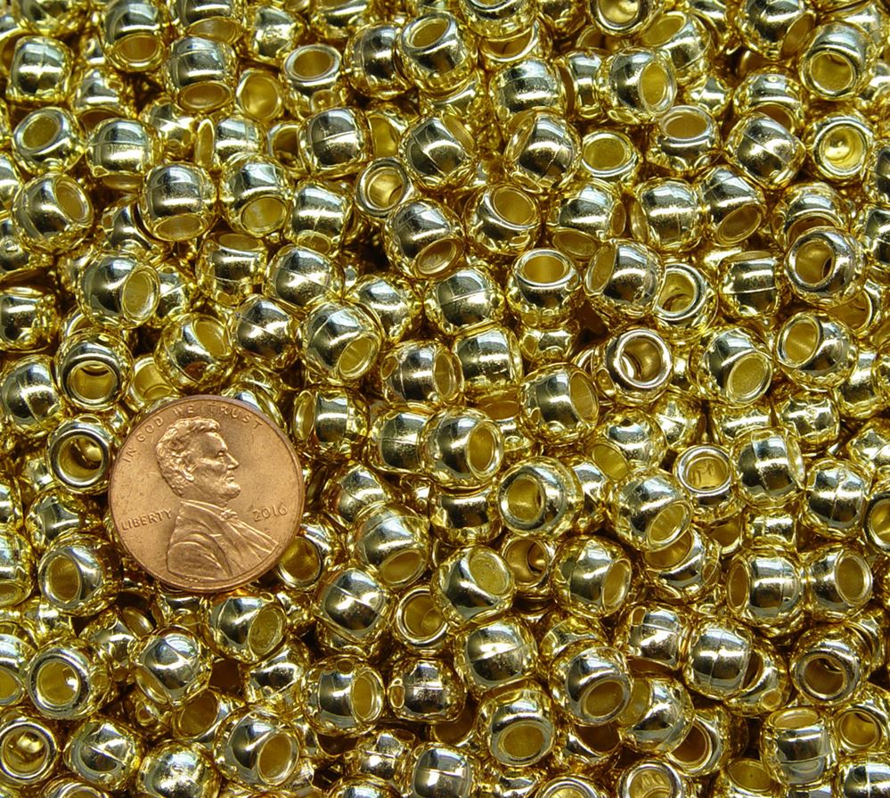 9x6mm Gold Metallic Plated Pony Beads 1,000pc