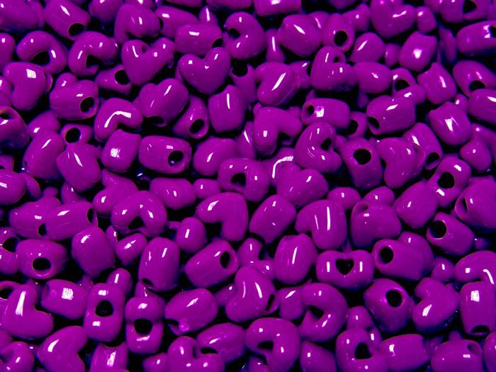 Opaque Mulberry Heart Shaped Pony Beads