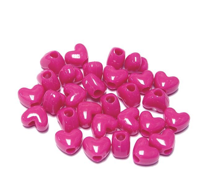 Neon Magenta Pink Heart Shaped Pony Beads