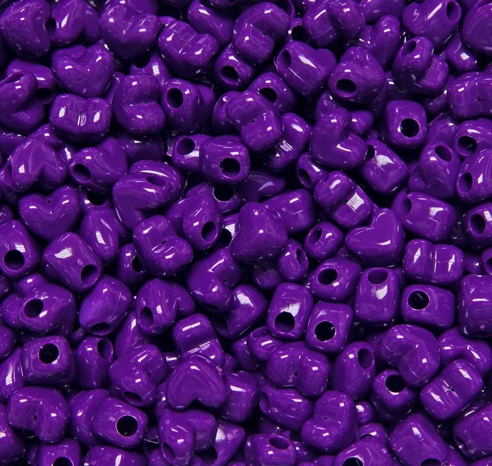 Neon Plum Purple Heart Shaped Pony Beads