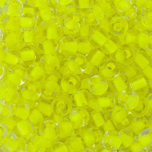 6/0 Neon Yellow Lined Crystal Czech Glass Seed Beads