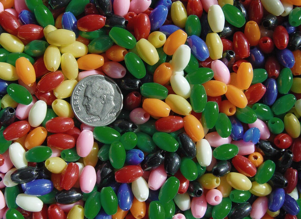 Opaque Multi Color Oval Rice Beads. DIY Rosary craft beads
