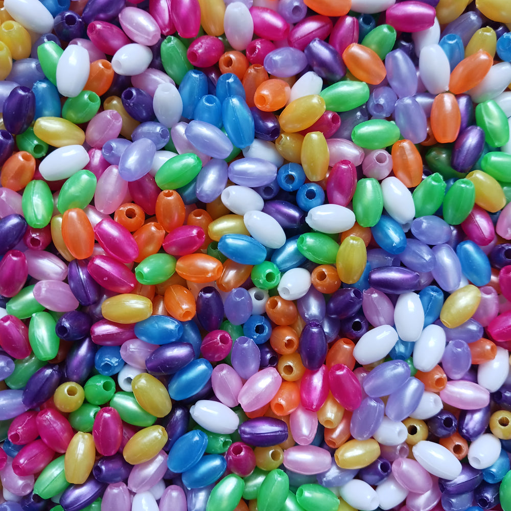 Multi Pearl Colors Oval Rice Beads for making Rosary 500 piece.