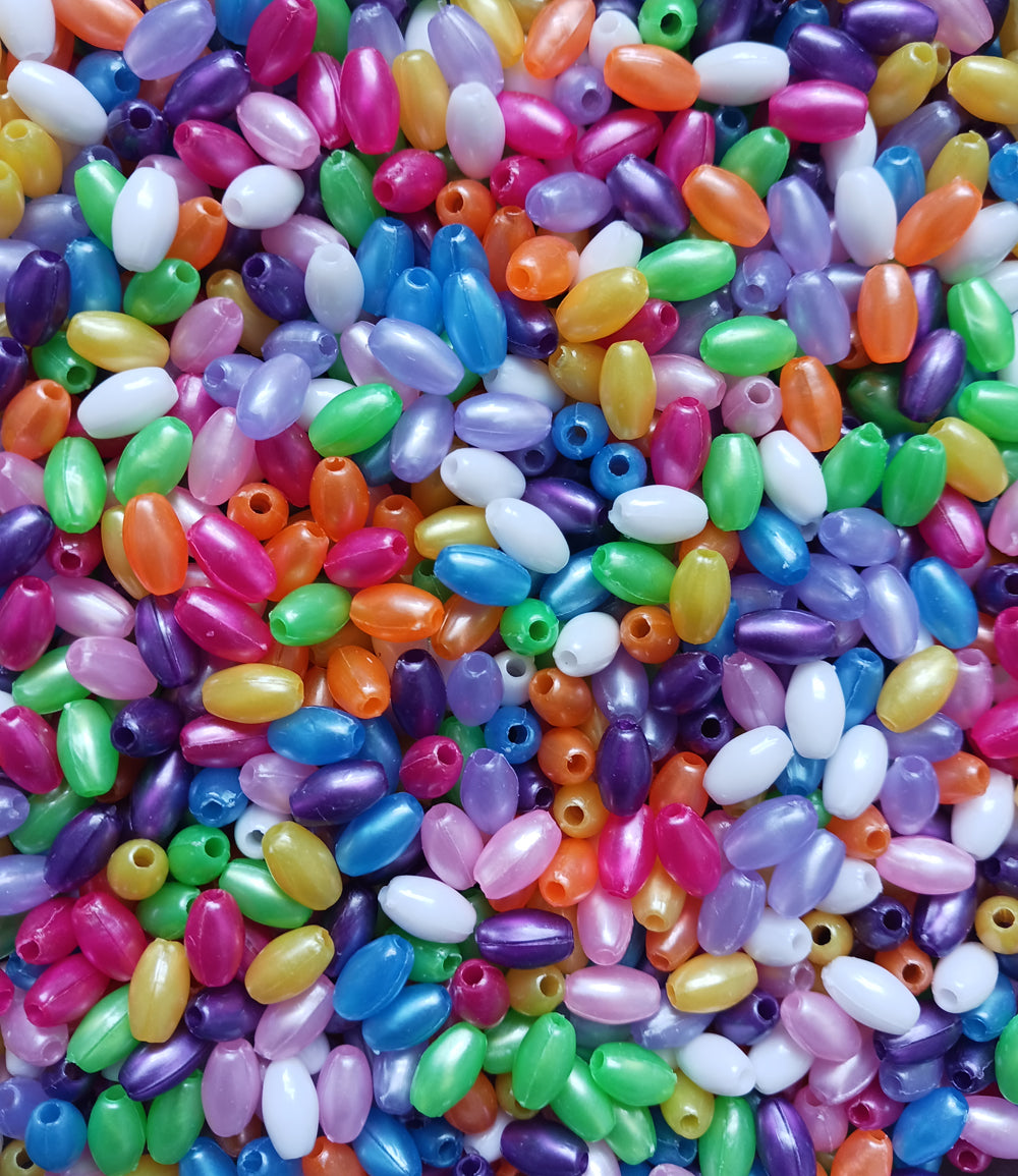 Multi Pearl Colors Oval Rice Beads for making Rosary 500 piece.