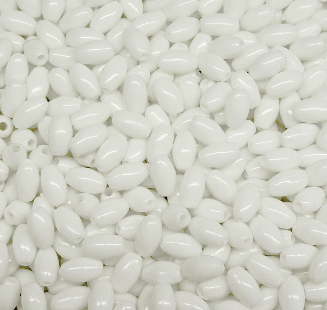 Opaque White 9x6mm Oval Rice Wheat Rosary Beads 500pc