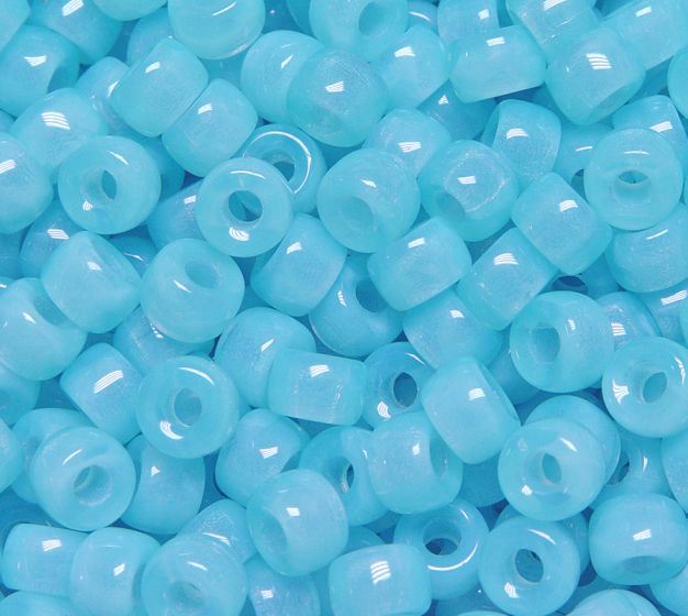 Aqua Blue Opal Czech Glass 9mm Pony Beads 100pc