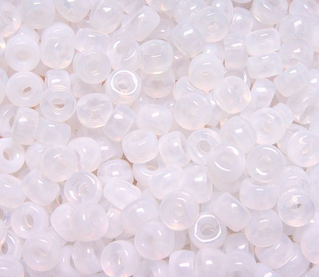 White Opal Czech Glass 9mm Pony Beads 100pc