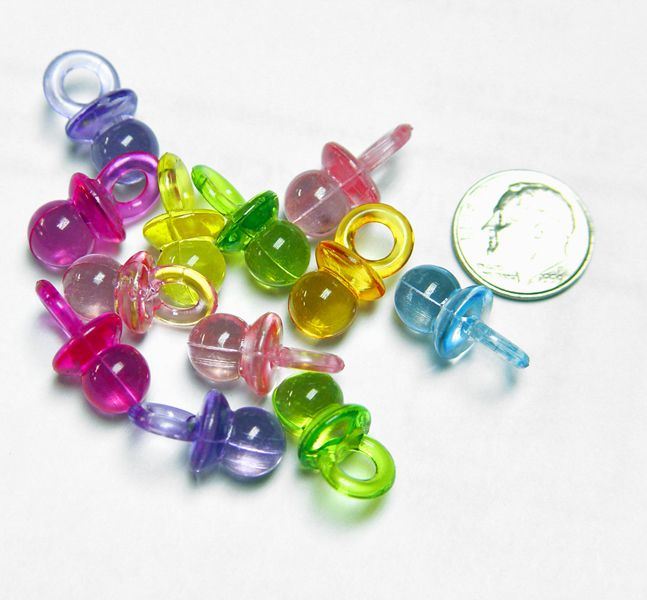 100 Baby Pacifiers Multi Colors Charms