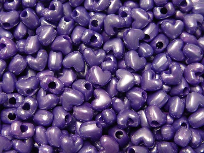 Pearl Dark Purple Heart Shaped Pony Beads