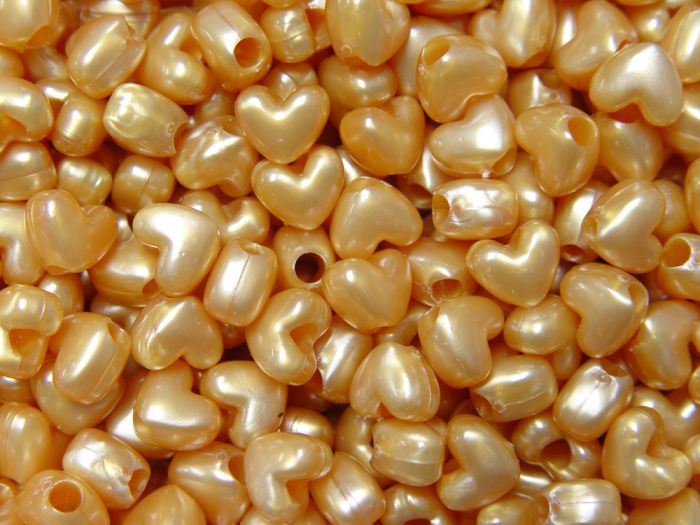 Pearl Gold Heart Shaped Pony Beads