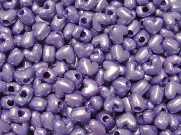 Pearl Light Purple Heart Shaped Pony Beads