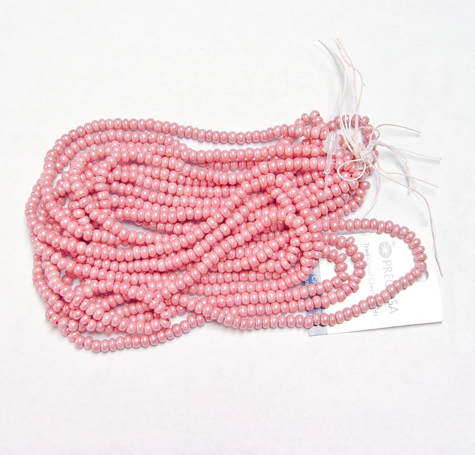 6/0 Pink Luster Czech Glass Seed Beads