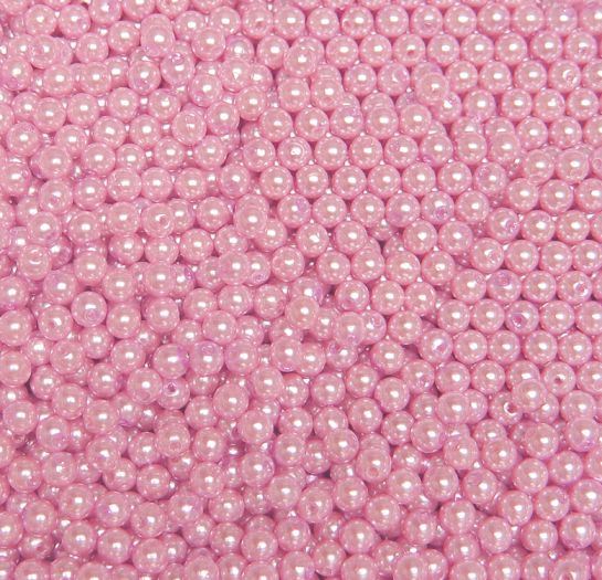 Pearl Pink 6mm Round Plastic Beads