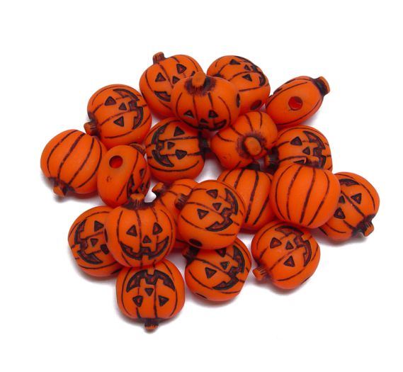 20mm Jack-O-Lantern Antiqued Neon Orange (24pc)