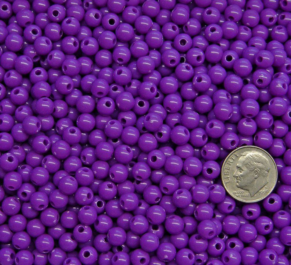 Purple 6mm Round Plastic Beads