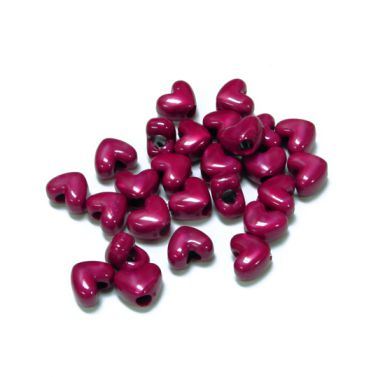 Pearl Red Heart Shaped Pony Beads