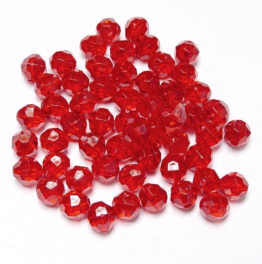 Transparent Ruby 4mm Faceted Round Beads