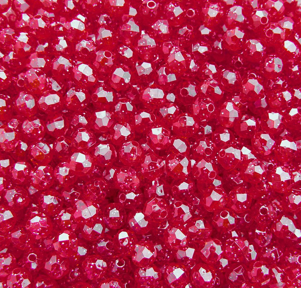 Ruby Sparkle 8mm Faceted Round Beads